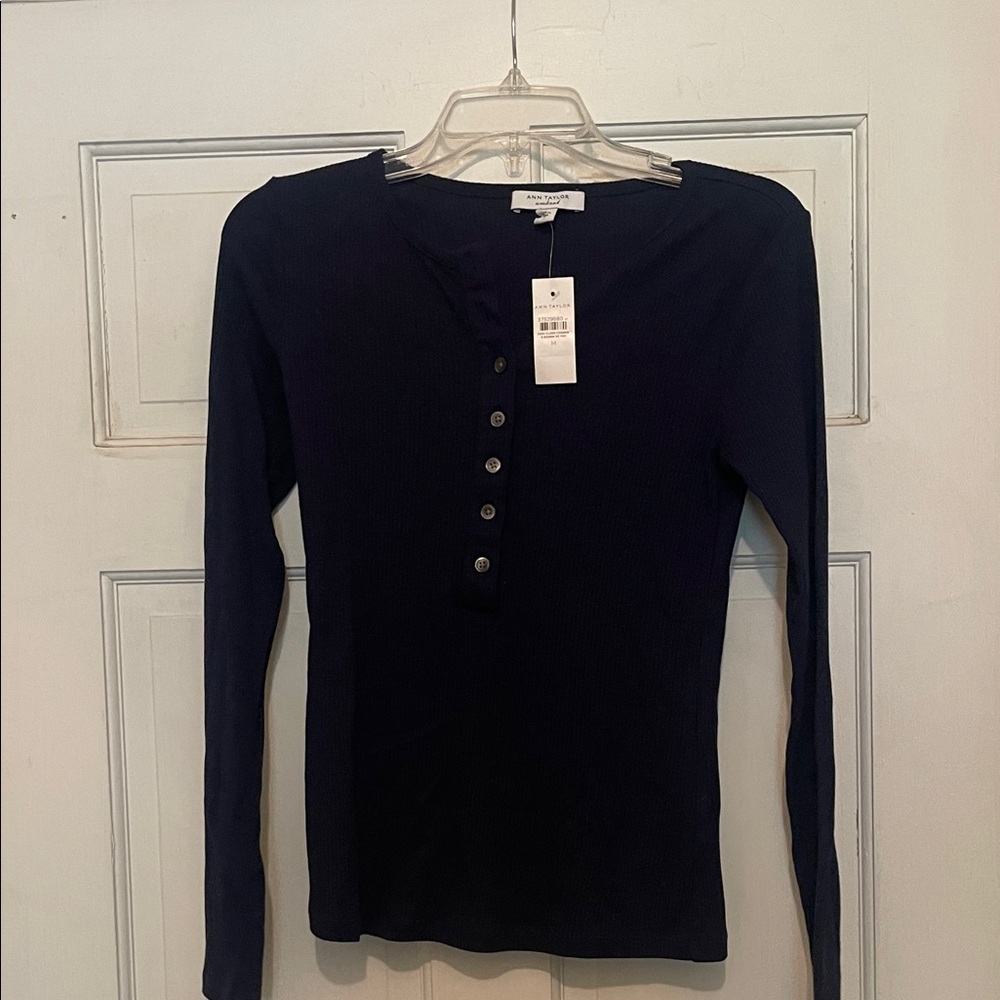 Ann Taylor Women's Navy Long Sleeve Top